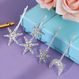 Daiiibabyyy  Sliver Star and Moon Hair Clip Exquisite Rhinestone Barrette For Women and Girls Holiday Party Hairpins Headpieces As Gifts