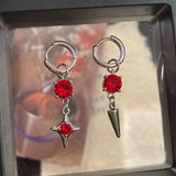 Daiiibabyyy  Stainless Steel Rivet Drop Earrings for Women Exquisite Retro Zircon Starburst Hoop Earrings Hip Hop Punk Versatile Jewelry Gift
