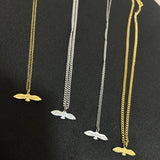 Daiiibabyyy  Vintage Metal Freedom Flying Bird Drop Pendant Necklace titanium steel  For Women Girls Man Long Chain Charm Jewelry Gifts