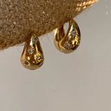Daiiibabyyy  Luxury Top Quality Smooth Star Zircon Hoop Earrings for Women Girls Metal Chunky Sun Rhinestone Ear Buckle Punk Y2K Jewelry