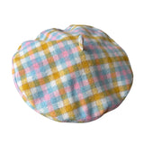 Daiiibabyyy  Autumn Winter British Color Plaid Flying Saucer Hat for Women Autumn Style Versatile Retro Checked Beret Fashion Painter Cap