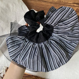 Daiiibabyyy  1PC  Scrunchies Women's Striped Mesh - Trimmed Hair Accessories Elastic Hair Ties, Chic for Daily & Party, Perfect Gift