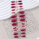 DAIIIBABYYY  -  24 pcs long almond shaped French Flash butterfly fingernail +1 nail glue +1 nail file