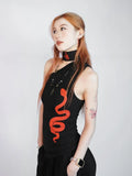 DAIIIBABYYY  -  Gothic Turtleneck Tank Tops Print Snake Streetwear Slim Summer Tops 2025 New 2000s Clothes Y2k Sleeveless T-shirt Tanks