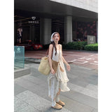DAIIIBABYYY  -  Camisole Dress Off Shoulder Printed Summer Vacation Casual Cake Dresses Embroidered Sleeveless A-line Skirts Hot Girls Clothes