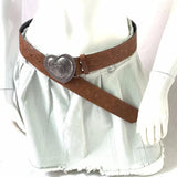 DAIIIBABYYY  -  American Vintage Western Y2K Millennium Style Brown Heart-shaped Belt Simple Versatile Trendy Sweet Cool Spicy Girl Love Belts