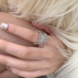 Daiiibabyyy  Silver Geometric Irregular Niche Woven Mesh Adjustable Opening Ring for Women Fine Jewelry Minimalist Accessories