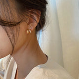 Daiiibabyyy  Silver Zircon Geometric C 18K Stud Earrings For Fashion Women Party Cute Fine Jewelry Minimalist Bijoux