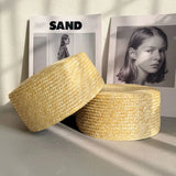 Daiiibabyyy  Summer Women Beret Natural Straw Pillbox Hat Retro Flight Attendant Hat Party Charming Hat Wedding Party Medicine Box Hat