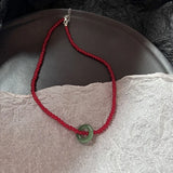 DAIIIBABYYY  -  Korean Fashion Retro Goth Beaded Cherry Pendant Necklace For Women Egirl Aesthetic Grunge Y2k 90s Jewelry Accessories