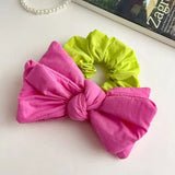 DAIIIBABYYY  -  1pc sweet and cute plum color bow large intestine hair ring, Korea Dongdaemun plaid contrast hair tie American retro hair ring