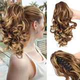 Daiiibabyyy  12inch Short Ponytail Extension Classic Loose Curly Wavy Claw Clip Pony tails Synthetic Hair Extensions Hairpieces for Women