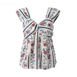 DAIIIBABYYY  -  Women's French Retro Niche Floral Print Vests 2024 Summer V-neck Sleevless  Backless Age-reducing Slim Tank Tops Female Clothing