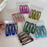 Daiiibabyyy  Korean retro jelly color triangular BB clip simple fashionable bangs side clip versatile hairpin set