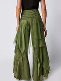 DAIIIBABYYY  -  Casual High Rise Irregular Tiered Wide Leg Pants for Women High Waist Ethnic Retro Harajuku Loose Trousers Autumn Pants