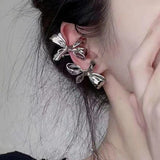 Daiiibabyyy  Exquisite Bowknot Clip Earrings for Women Fashion Irregular Metal Bow Earring No Ear Hole Ear Cuff Punk Fashion Jewelry Gift