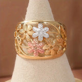 Daiiibabyyy  Vintage Bohemian Style Handmade Carved Flower Hollow Ring Suitable for Women's Daily Vacation Style Exquisite Jewelry Accessorie
