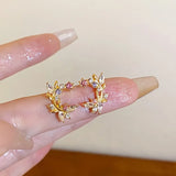 Daiiibabyyy  Korean Exquisite Flower Butterfly Earrings for Women Bling Cubic Zirconia Stud Earring Girl Wedding Party Sweet Jewelry Gifts
