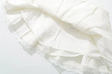 Daiiibabyyy  Holiday Front Cross Lacing up Bandage Bow Zipper Waist Mini Skirt Women White Spliced Lace Hem Ruched Swing A-lined Skirts Black