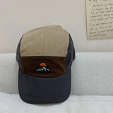 DAIIIBABYYY  -  Japanese Retro Mountain Peak Embroidery 5-panel Baseball Caps for Men Summer Couple Versatile Fashion Sunscreen Women's Hats