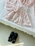 Daiiibabyyy  New Elegant Pink Polka Dot Heart Print 2 Piece Set Women Sweet Long Sleeve Tops + Mini Skirts French Chic Korean Popular Clothes