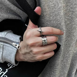 Daiiibabyyy  Fashion Vintage Silver Color Cross Star Rings for Women Men Punk Gothic Unisex Rings Festivals Party Jewelry Daily Accessories