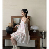 DAIIIBABYYY  -  Sweet Girl Off-shoulder Sleeveless Contrast Plaid Suspender Dress Women's French Loose Slimming Age-reducing Camisole Dresses