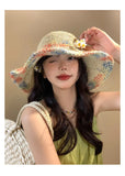 Daiiibabyyy Multicolor Big Brim Knit Beach Summer Outdoor Women Girls Fashion Designer Bucket Street Outdoor Cap