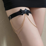 Daiiibabyyy  Elegant Sexy Chain Tassel Bowknot Leg Chain for Women Elastic Band Leg Chain Summer Spice Girls Women's Body Chain Accessories