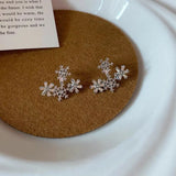 Daiiibabyyy  Niche Snowflake Geometric Two-wear Style Ear Studs For Women Christmas Cool Fashion Jewelry Creative Gifts