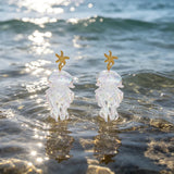 Daiiibabyyy  1Pairs Ocean Sweet Starfish Gradient Jellyfish Acrylic Earrings for Ladies Cute Summer Vacation Style Ear Jewelry Accessory
