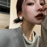 Daiiibabyyy New Fashion French Pearl Choker Necklace Design Chain Pendant For Women Jewelry Girl Gift Statements Jewelry
