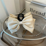 DAIIIBABYYY  -  Large Double sided Bow Clasp Clip Korean Fashion Hair Crab  Satin  Hair Shark Clip Back Head Spoon Hair Clip