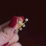 Daiiibabyyy  Exquisite Shiny Zircon Star Stud Earrings for Women Girls Luxury Crystal Geometric Pentagram Earrings Wedding Jewelry Gifts