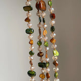 Daiiibabyyy  Bohemian-style Irregular Natural Shell Crystal Beaded Long Double Layer Fold Wear Necklace for Women Personality Fashion Jewelry