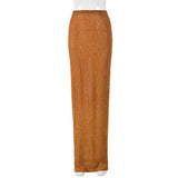DAIIIBABYYY  -  Knitted Solid Pleated Bodycon Long Skirt for Women Autumn Elastic High Waist Casual All Match Fashion Bottom Trends Streetwear