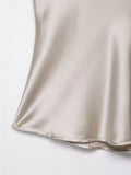 Daiiibabyyy  Backless Suspenders Heart Shaped Collar Satin Textured Top Women's Summer Gentle Temperament Solid Color Self Cultivation Sling