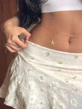 Daiiibabyyy  Bohemian Minimalist Starfish Charm Geometric Double-layer Sexy Waist Chain Women Beach Vacation Fashion Jewelry Body Chain