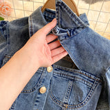 Daiiibabyyy  American Retro Denim Sets for Women Polo Collar Hollow Out Tops+High Waist Bandage Hot Shorts Girls Two-piece Set