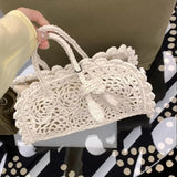 Daiiibabyyy  Hot French Minimalist Handmade Woven Bag Women Daily Casual Commute Single Shoulder Bag Small Tote Bag