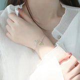 Daiiibabyyy 925 Stamp Silver Color Bangle for Women Green Opal Leaf Twigs Branch Jewelry Girls' Gift Dropshipping