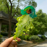 Daiiibabyyy  Green Jellyfish Hairpin For Women Summer Outdoor Wear Accessories Cartoon Pattern Personality High Ponytail Fixed Hairpin