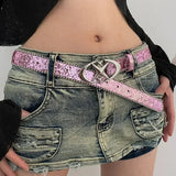 DAIIIBABYYY  -  New Y2k Moon Star Belt Fashion Cross Metal Retro Punk Belt Women Girls Pu Leather Sequin Waistband Jeans Pants Decorative Belts