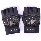Daiiibabyyy Skulls Rivet PU Leather Fingerless Gloves Men Women Fashion Hip Hop Women's Gym Punk Gloves Half Finger Men's Gloves