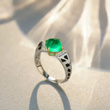 Daiiibabyyy  Retro Luxury Designer Jewelry Leopard Design Silver Color Rings Inlaid Sugar Tower Green Cubic Zirconia Ring For Women