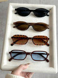 Daiiibabyyy  4Pcs/6Pcs Retro Fashion Rectangular & Oval Small Frame Sunglasses Set, Cool/Gentle, Versatile for Daily Wear and Commuting