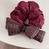 DAIIIBABYYY  -  Plaid filled bow large intestine ring autumn winter retro atmosphere hair band large gentle ponytail hair rope hair accessories