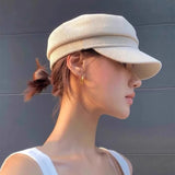 DAIIIBABYYY  -  French Retro Hollow Woven Flat Top Berets Cap for Women Summer Thin Breathable Versatile Sunscreen Casual Literary Newsboy Hat