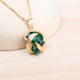Daiiibabyyy Gold Color Bridal Green Zircon Jewelry Sets For Women 925 Silver Wedding Earrings Rings Bracelets Pendant Necklace Set