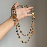 Daiiibabyyy  Double Layers Necklace Bohemian Colorful Beaded Necklace Bohemian Necklace Stackable For Beach Daily Wear Festival